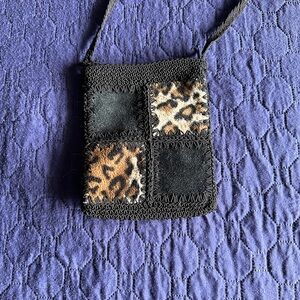 Leopard Print Black Crossbody Bag